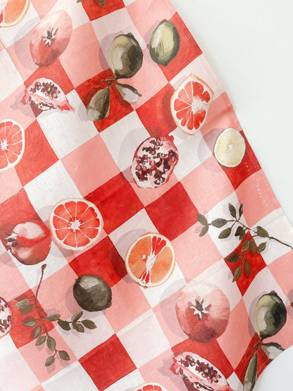 Whitney Spicer -  Pink Gingham Linen Tea Towel