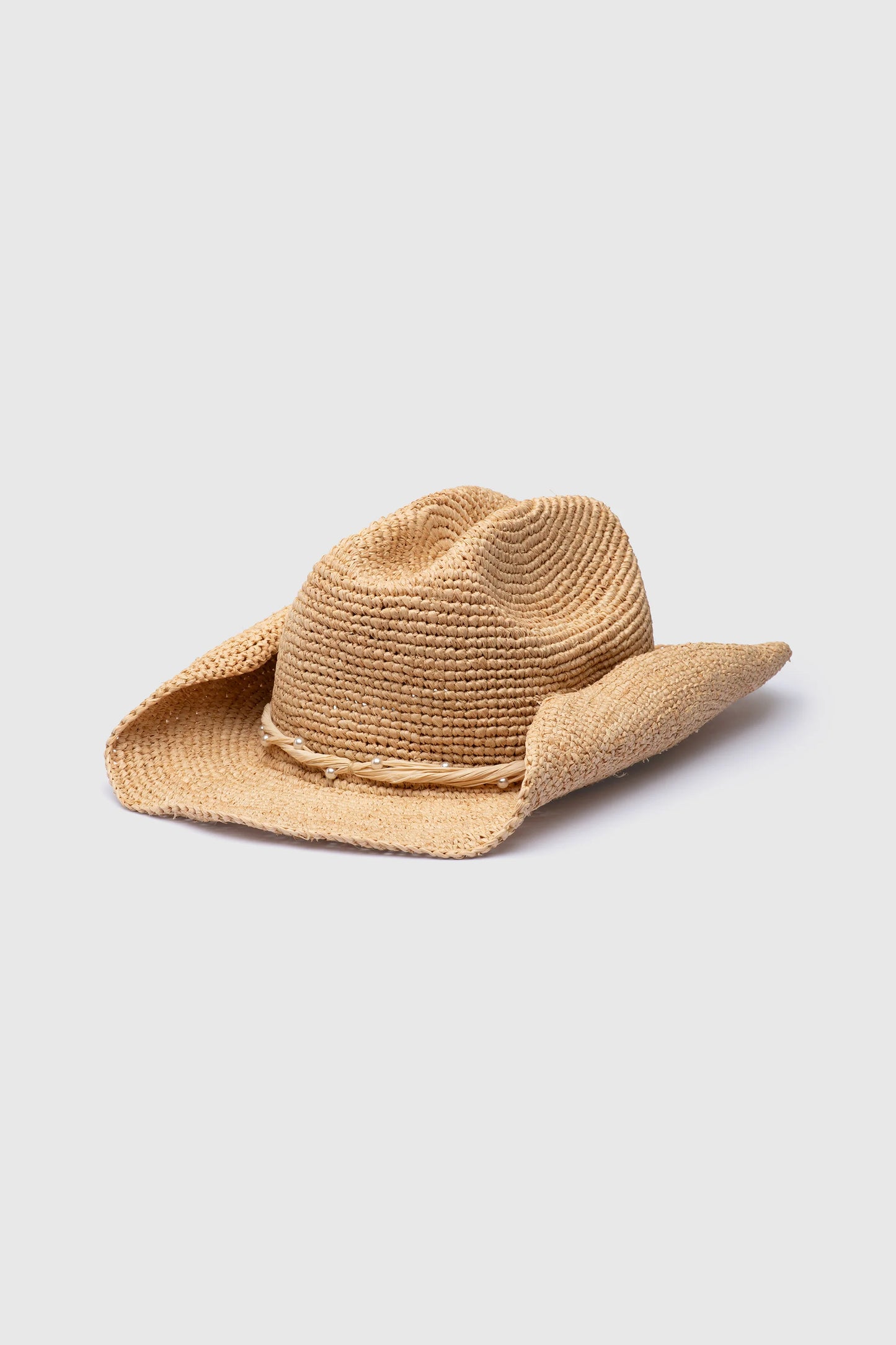 Mia Capri - Raffia Pearl Cowboy Hat