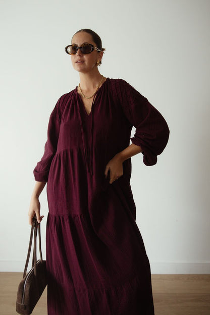 ALAKAI - Dawn Long Sleeve Dress Burgundy (PREORDER)