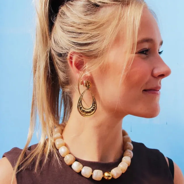 Bazon - Square Bead Necklace Beige