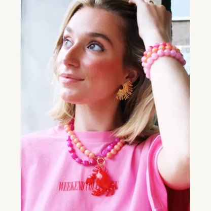 Bazon - Natural Stone Bead Necklace Orange