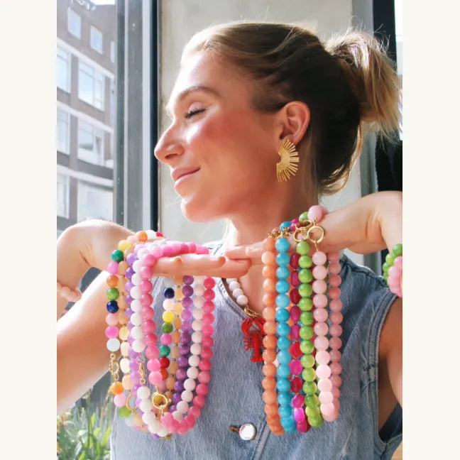 Bazon - Natural Stone Bead Necklace Butter Yellow