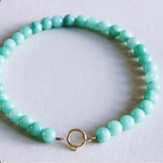 Bazon - Natural Stone Bead Necklace Old Green