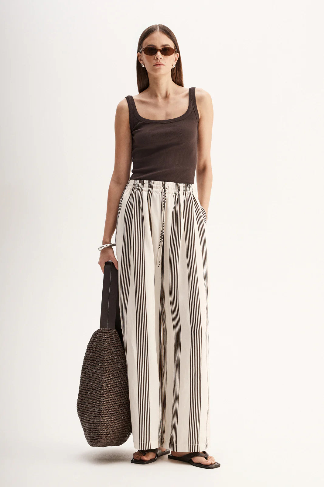 Elka Collective - Milo Stripe Pant Chocolate Stripe