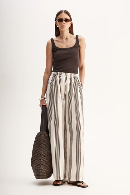 Elka Collective - Milo Stripe Pant Chocolate Stripe