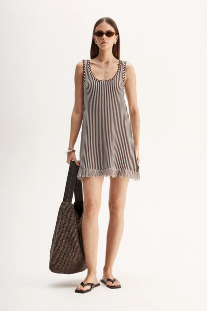 Elka Collective - Alessandra Mini Knit Dress Chocolate Stripe
