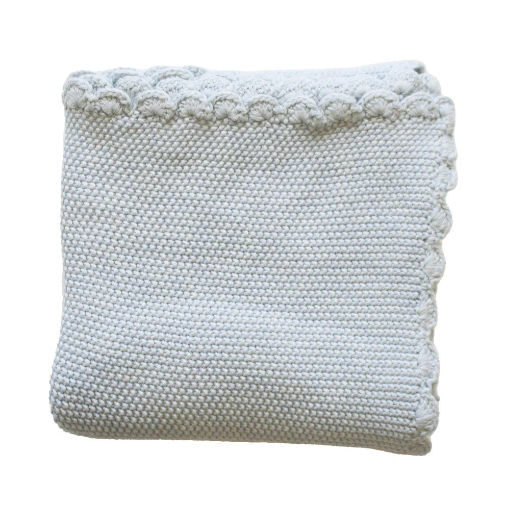 Alimrose - Knit Mini Moss Stitch Baby Blanket Powder Blue