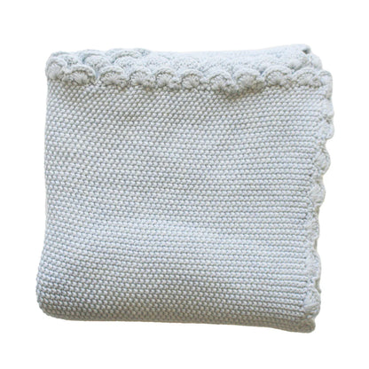 Alimrose - Knit Mini Moss Stitch Baby Blanket Powder Blue