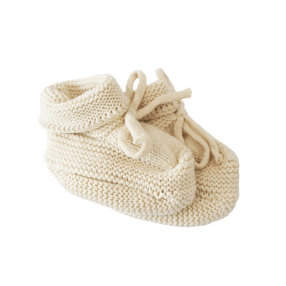 Alimrose - Knit Baby Booties Natural 0-6mth