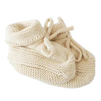 Alimrose - Knit Baby Booties Natural 0-6mth