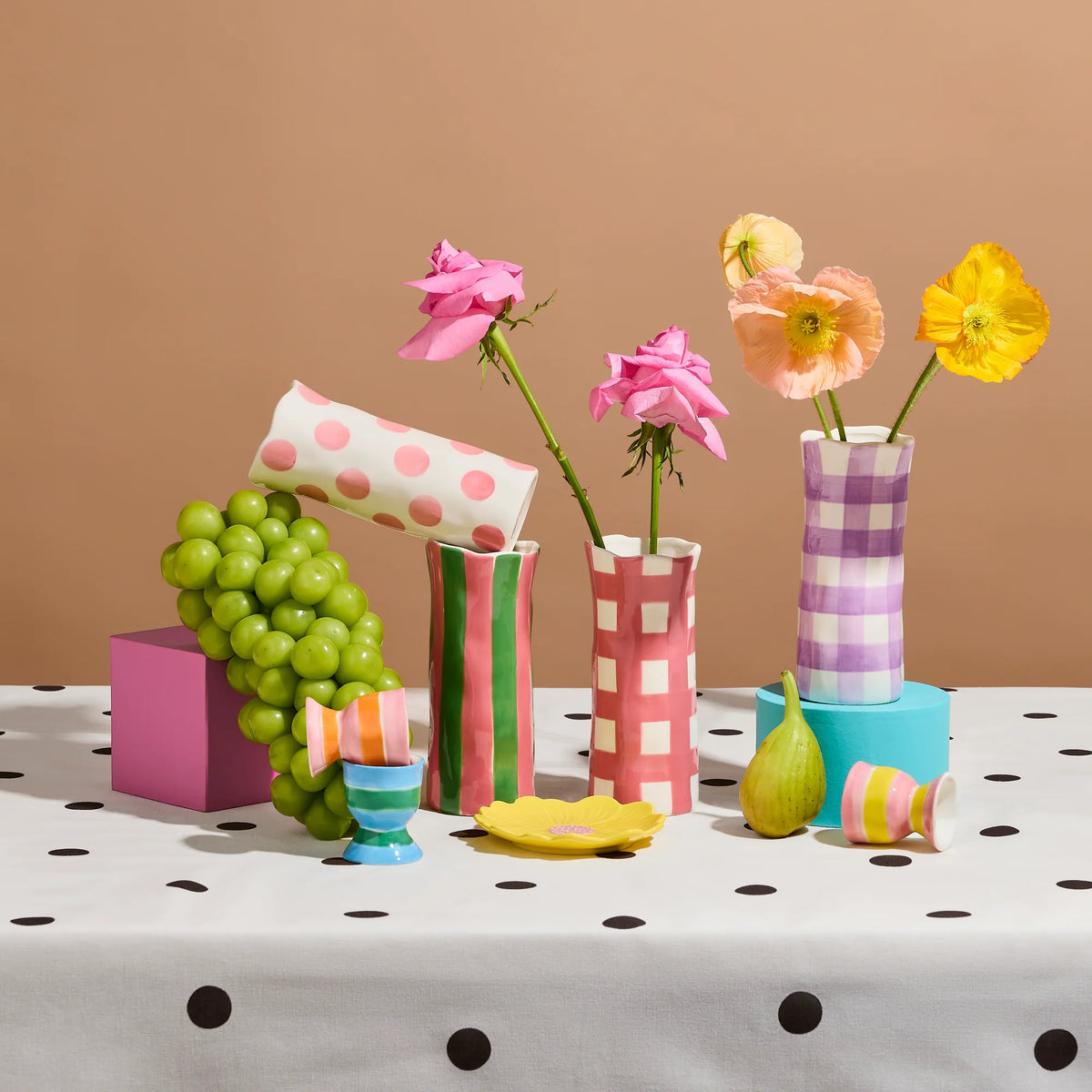 Noss & Co - Small Ceramic Vase Lilac Gingham