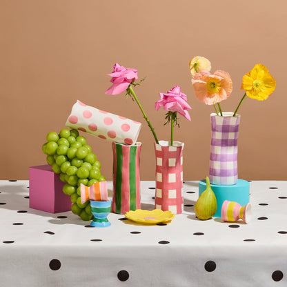 Noss & Co - Small Ceramic Vase Lilac Gingham