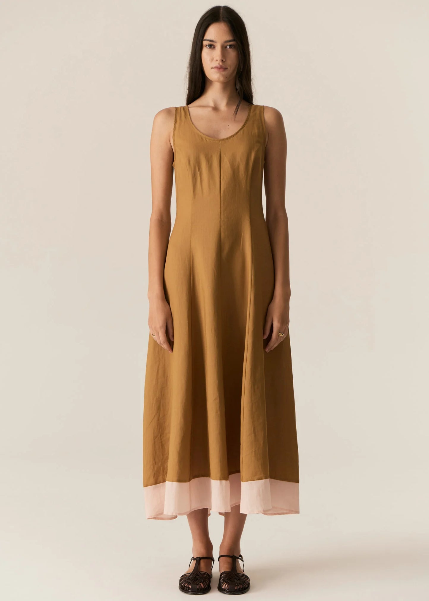 POL - Speck Contrast Dress in Ginger/Pink