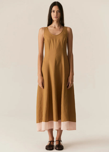 POL - Speck Contrast Dress in Ginger/Pink