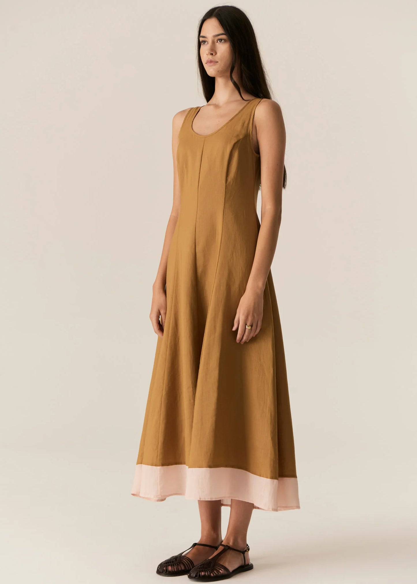 POL - Speck Contrast Dress in Ginger/Pink