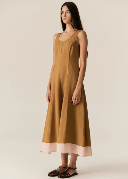 POL - Speck Contrast Dress in Ginger/Pink