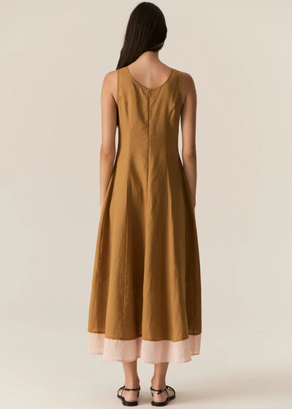 POL - Speck Contrast Dress in Ginger/Pink