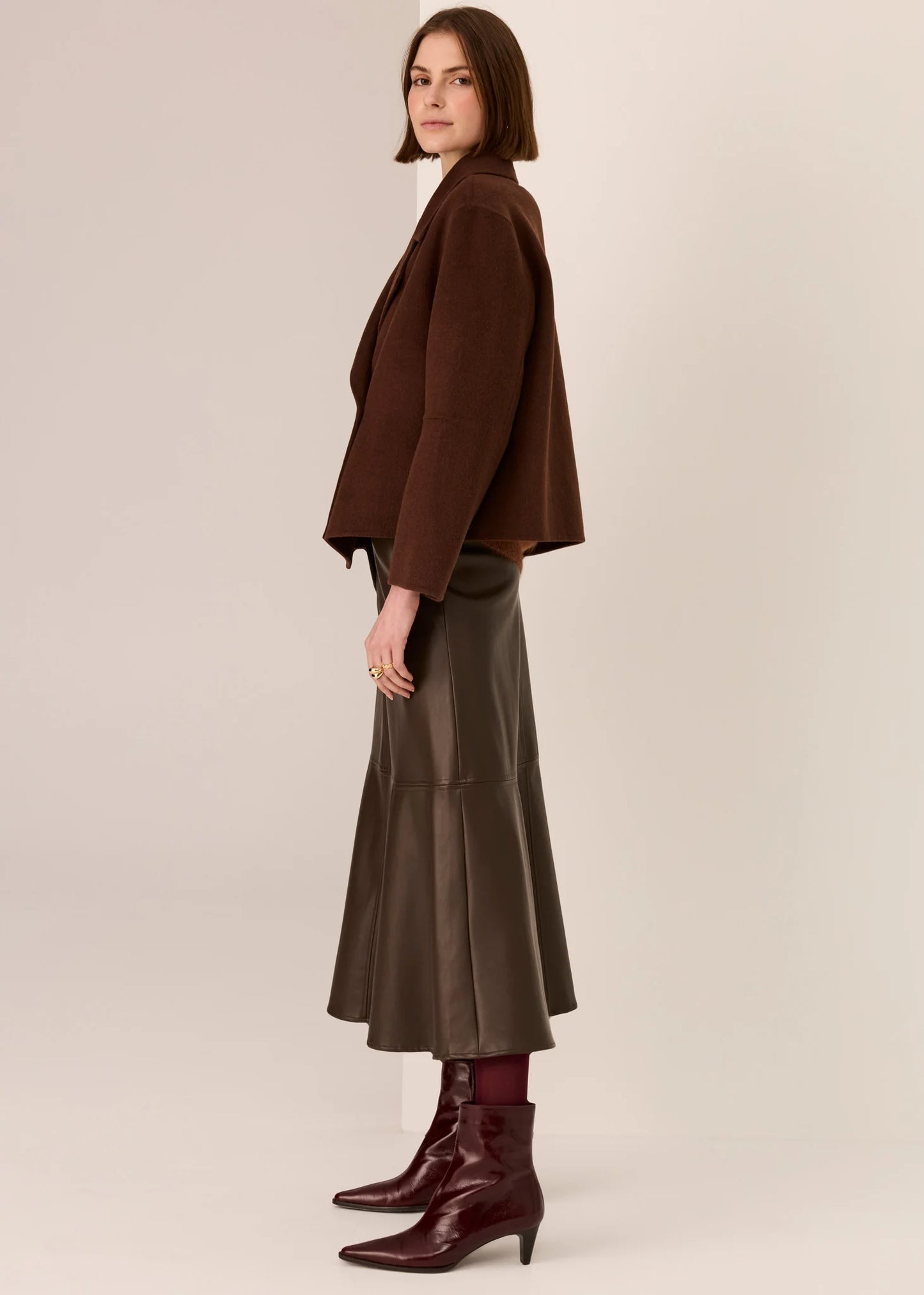 POL - Cohen Cropped Wool Coat Walnut