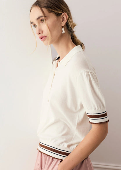 POL - Dahlia Knit Polo White/Toffee