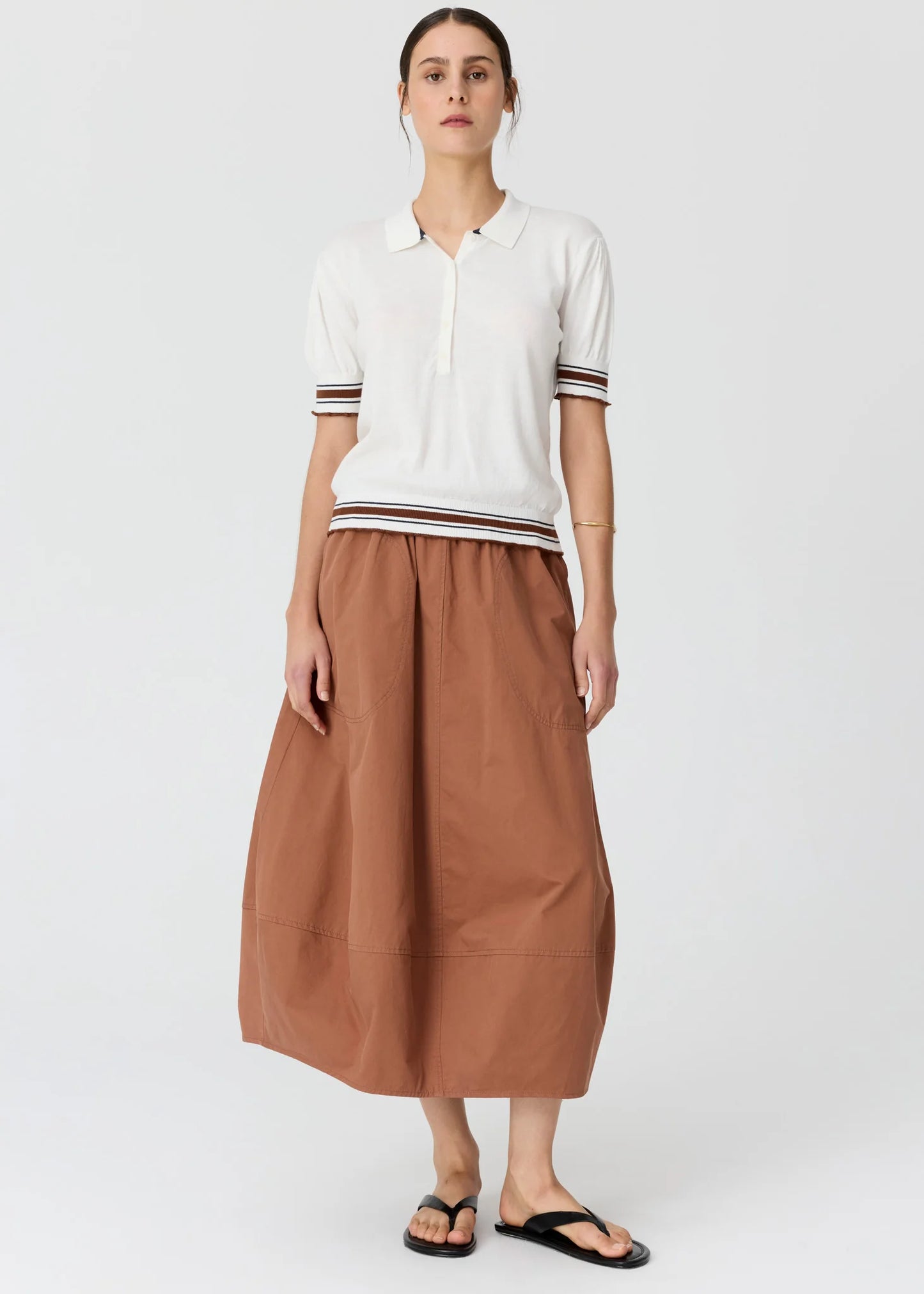 POL - Dahlia Knit Polo White/Toffee