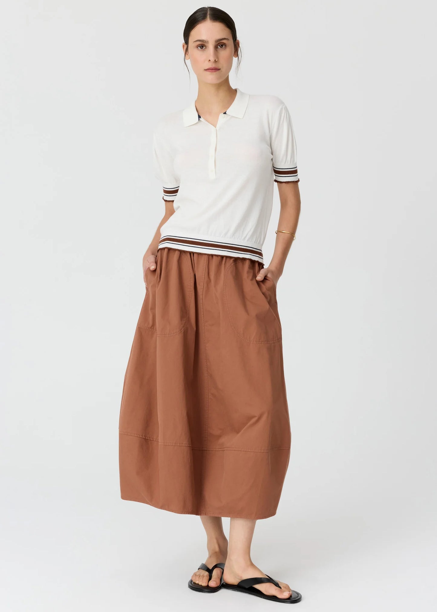 POL - Dahlia Knit Polo White/Toffee