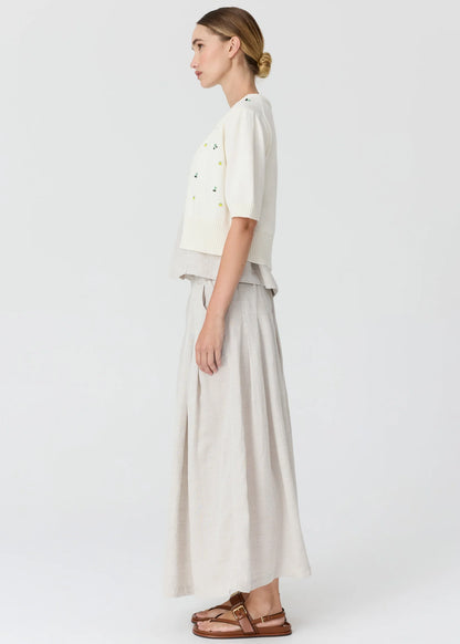 POL - Viloa Beaded Short Sleeve Cardigan Chalk