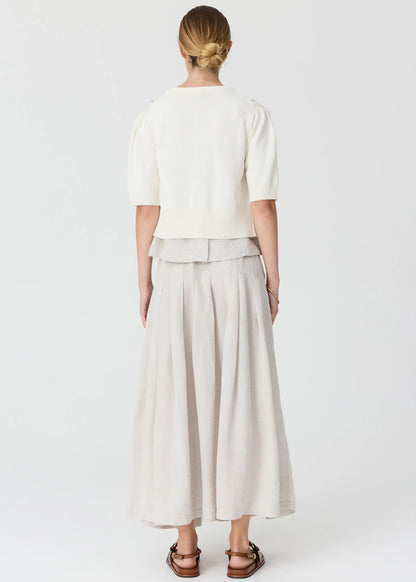 POL - Viloa Beaded Short Sleeve Cardigan Chalk