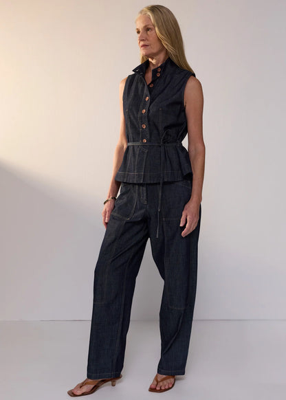 POL - Ozzy Denim Barrel Pant Dark Denim