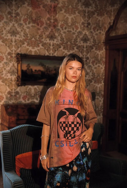 Kinga Csilla - Potion Tie Dye Cropped OG Tee Dusty Pink