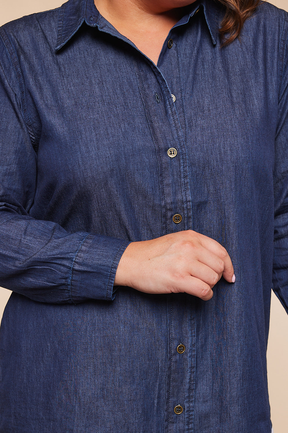 Adrift - Sam Chambray Shirt in Dark Wash