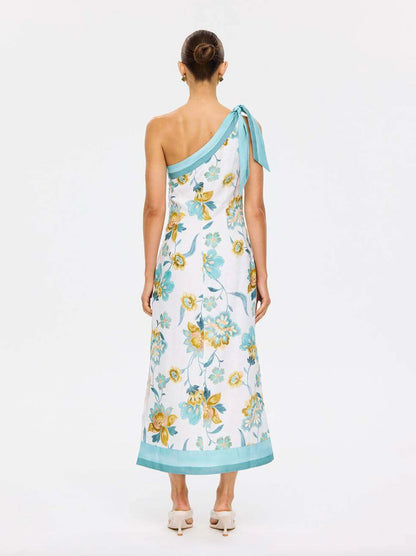 Kivari - Solstice Midi Dress Ivory & Teal