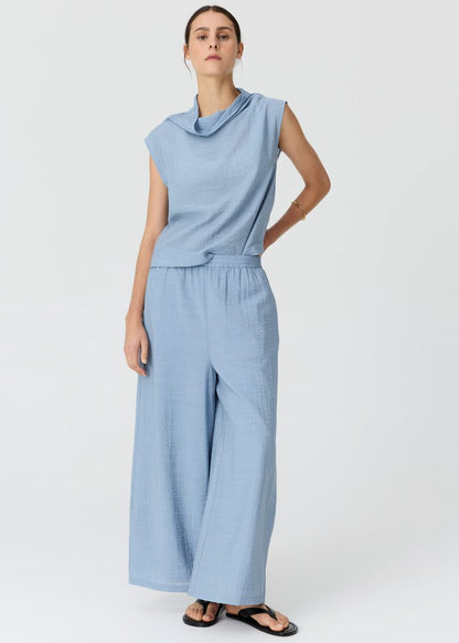 POL - Fennel Cowl Neck Top Blue