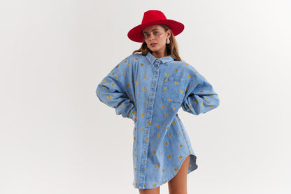 La Bohème Girls - Clyde Shirt Denim Hearts
