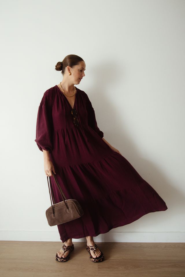 ALAKAI - Dawn Long Sleeve Dress Burgundy (PREORDER)
