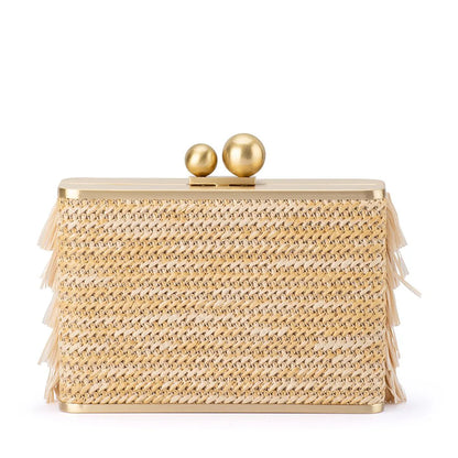 Olga Berg - Carlita Fringe Clutch Natural