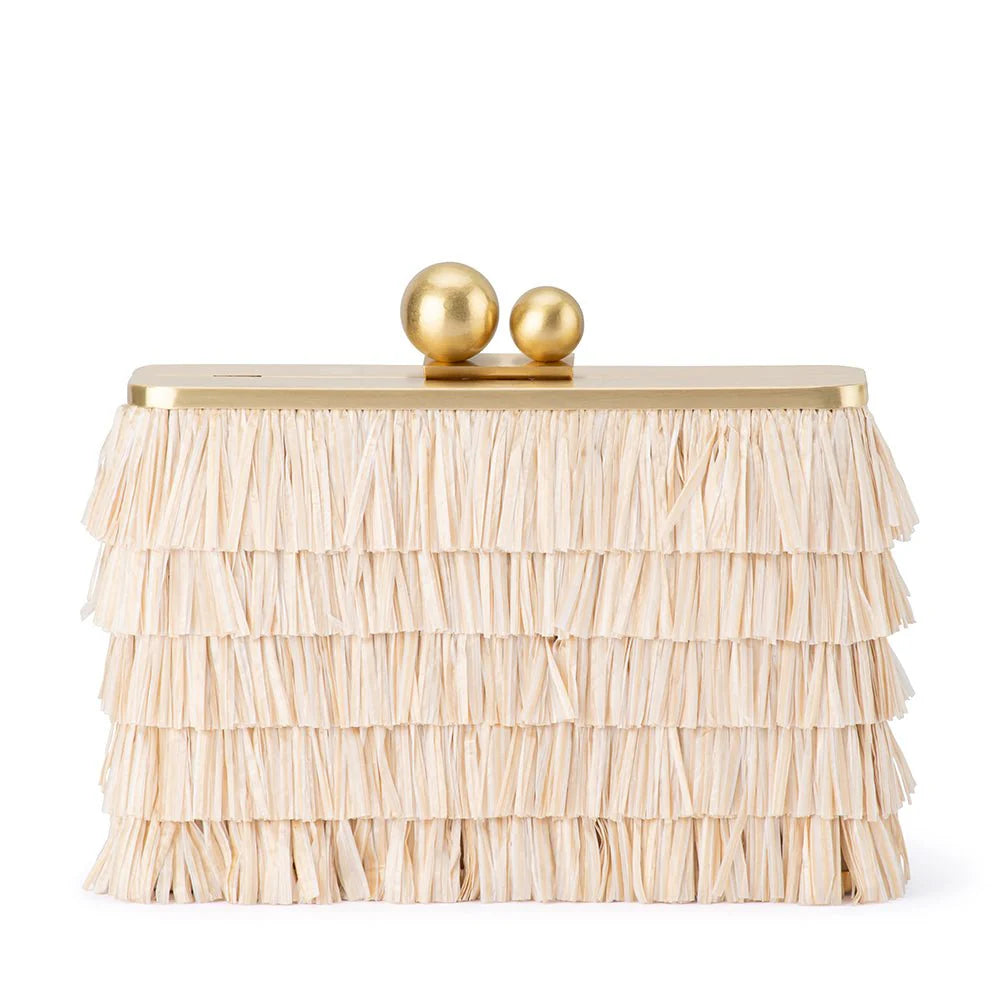 Olga Berg - Carlita Fringe Clutch Natural