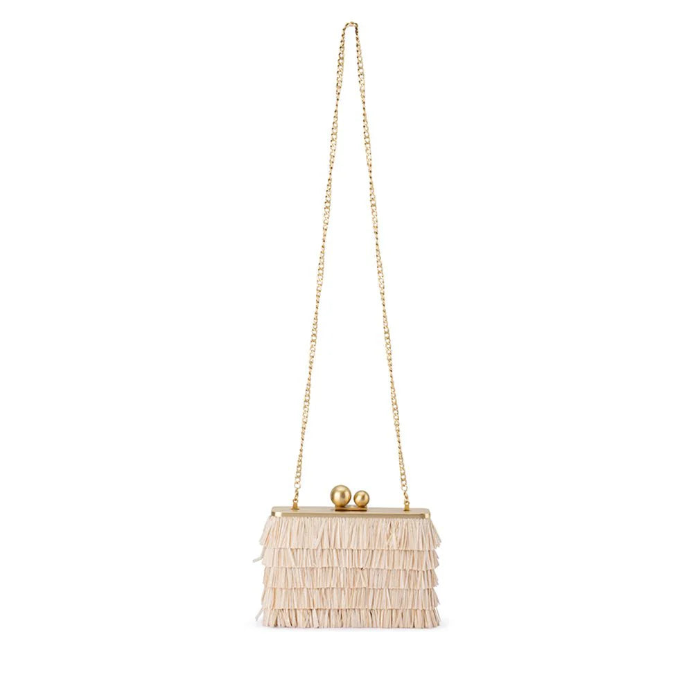 Olga Berg - Carlita Fringe Clutch Natural