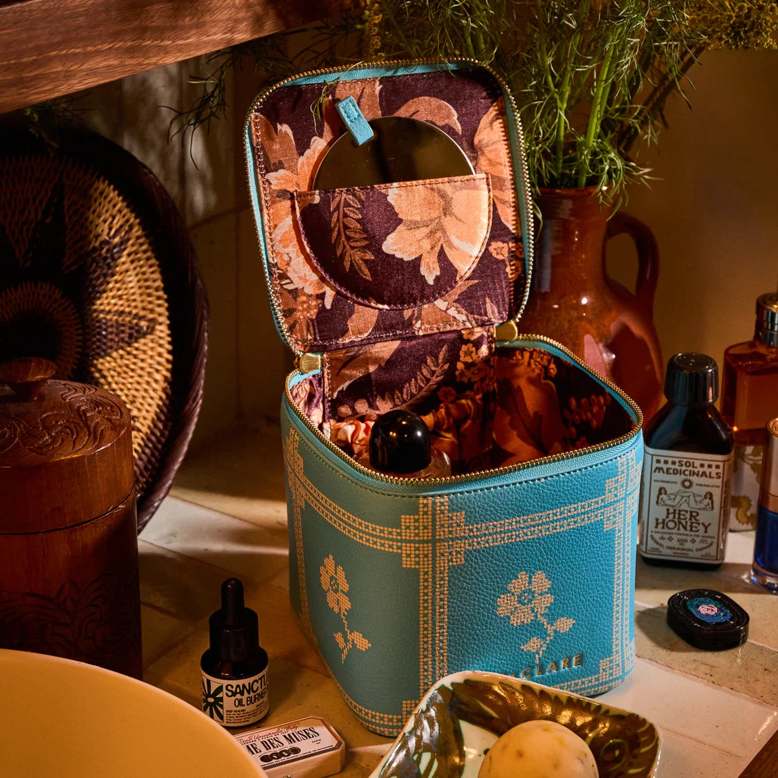 Sage & Clare - Bonny Small Vanity Case Turquoise