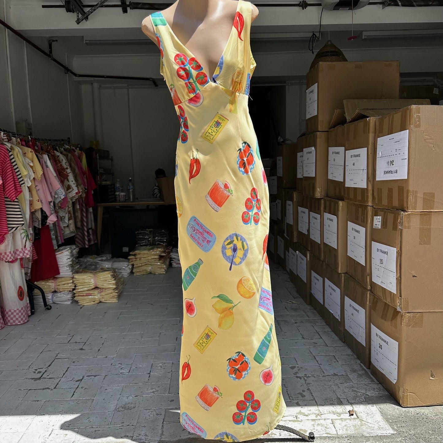 By Frankie - Yellow Tomato & Pasta Maxi Dress