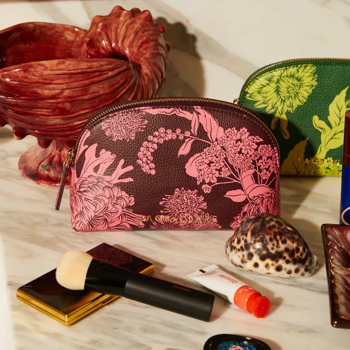 Sage & Clare - Delphine Cosmetic Pouch Garnet