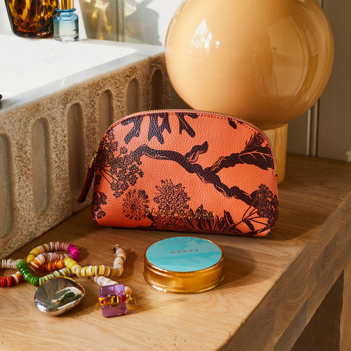 Sage & Clare - Delphine Cosmetic Pouch Vivid Coral