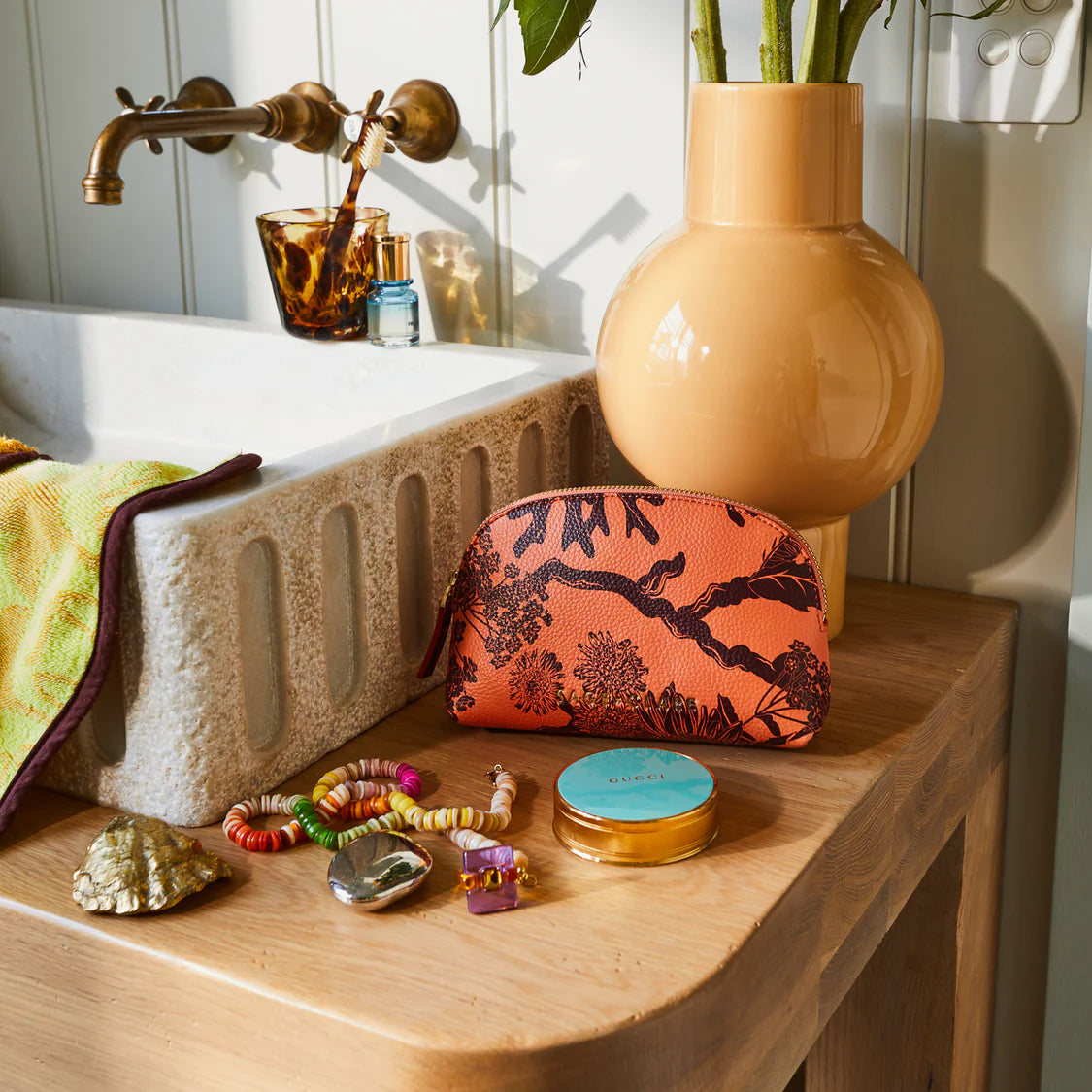 Sage & Clare - Delphine Cosmetic Pouch Vivid Coral