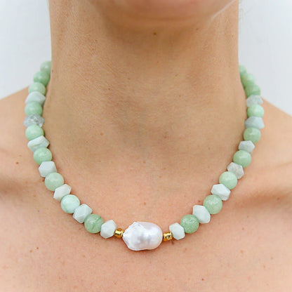 Kingston - Melon Quartz Keshi Necklace