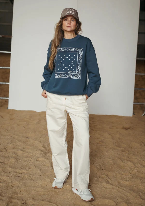 FAR MER - Paisley Emboss Drawstring Pant