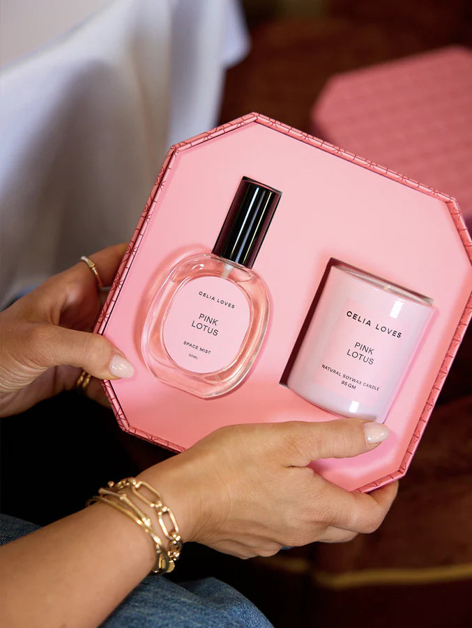 Celia Loves - Pink Lotus Candle & Room Spray Duo Set