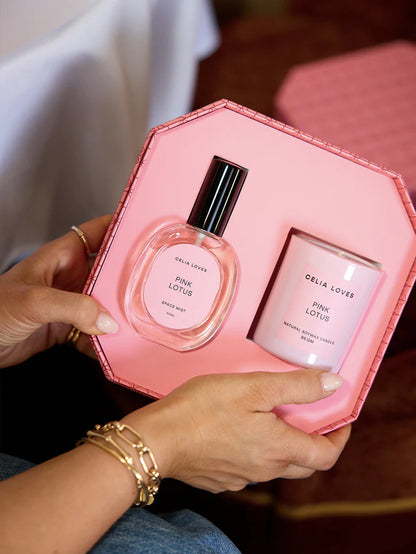 Celia Loves - Pink Lotus Candle & Room Spray Duo Set