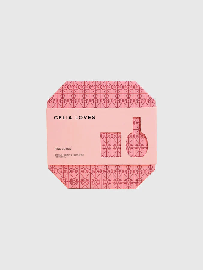 Celia Loves - Pink Lotus Candle & Room Spray Duo Set