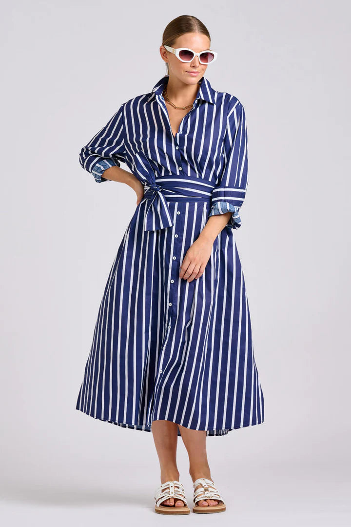 Shirty - The Luna Oversized Dress - Navy with White Stripe