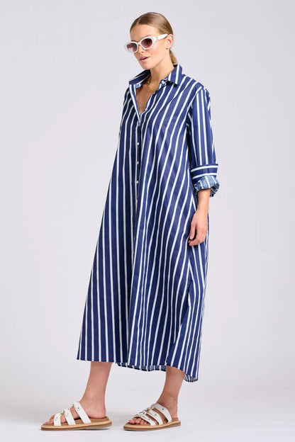Shirty - The Luna Oversized Dress - Navy with White Stripe