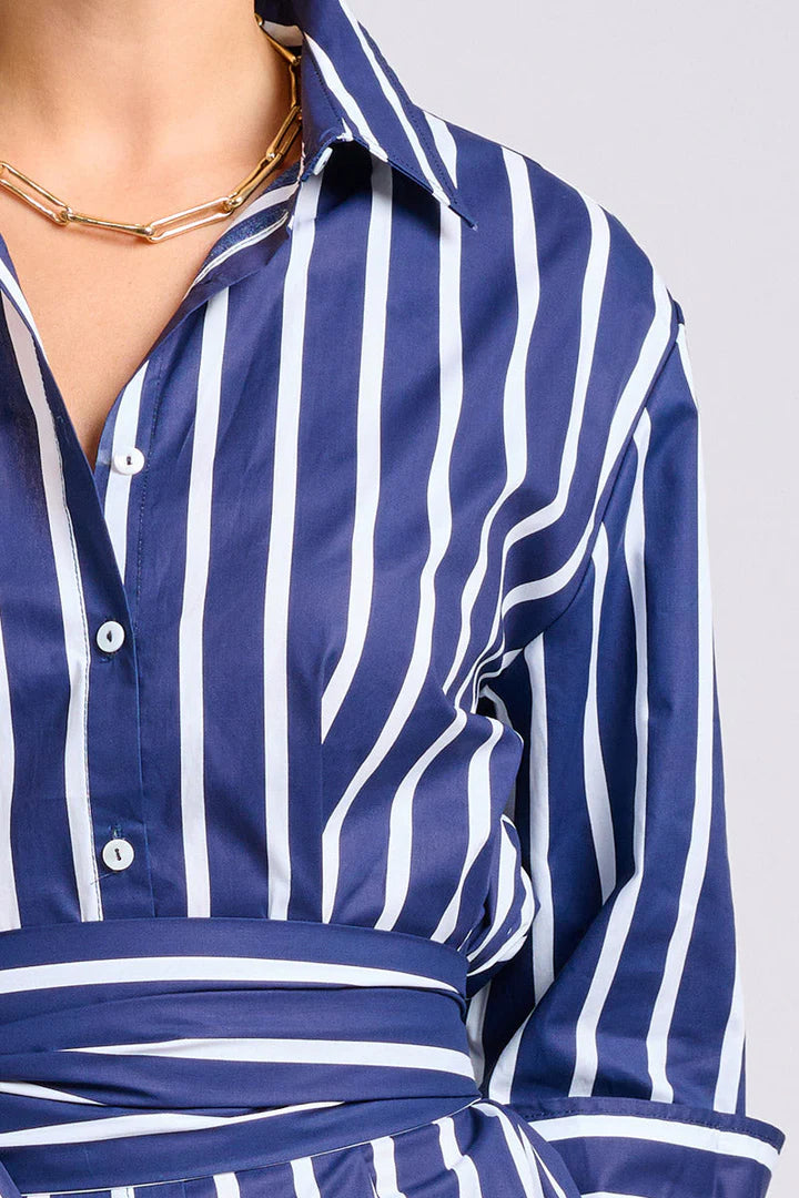 Shirty - The Luna Oversized Dress - Navy with White Stripe